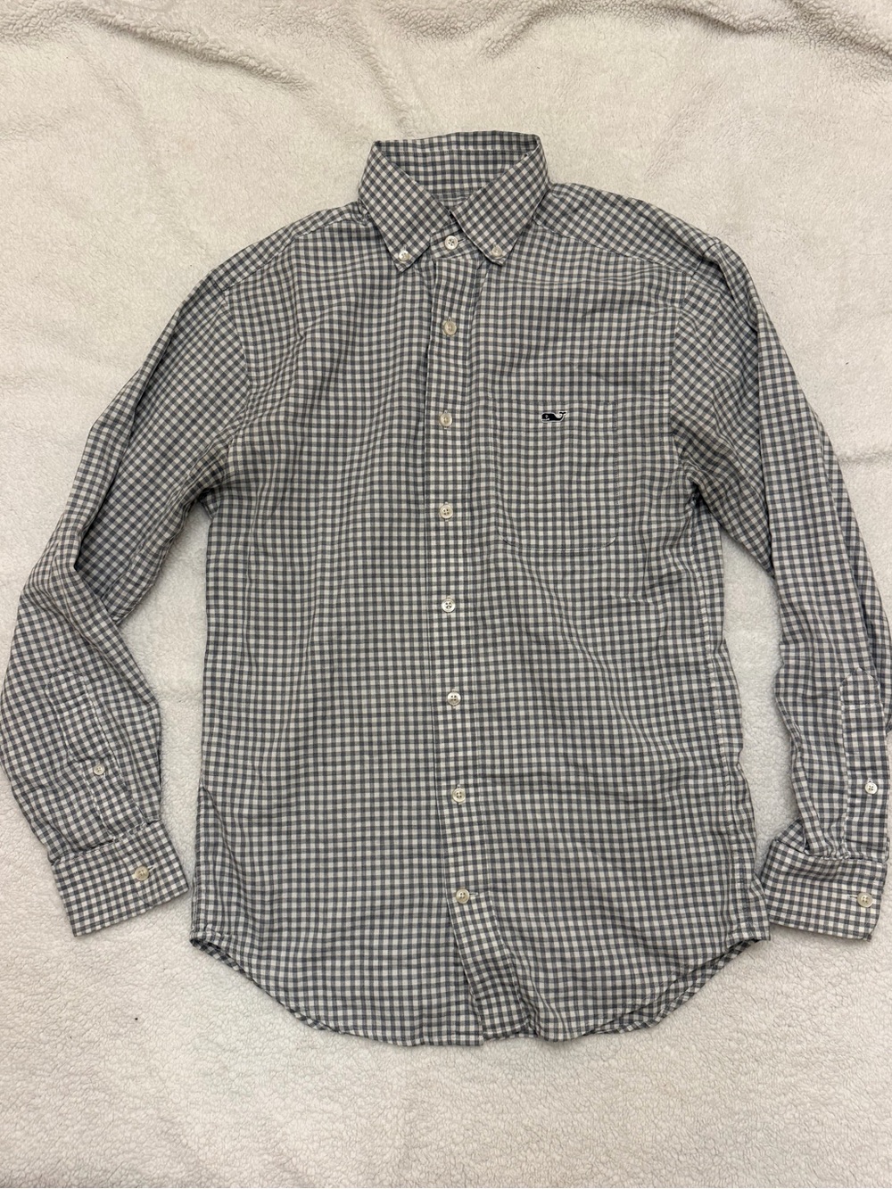 Vineyard Vines Gray and White Gingham Button-Down Shirt
